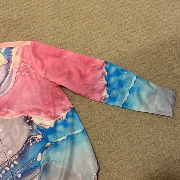 Multi colour galaxy print shirt blouse top - Picture 4 of 4